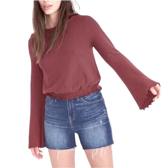 MADEWELL Knit Top Women XXS Smocked Oversize Coquette Boho Romantic Acubi Y2K - Picture 13 of 13